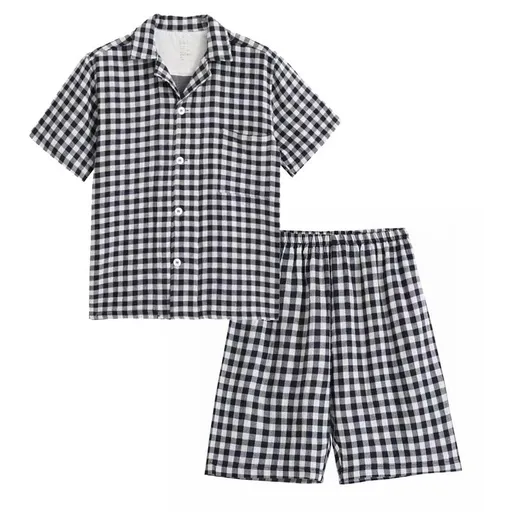 Japanese Cotton Pajama Suit Women Men Short Sleeve Women's short-sleeved shorts L