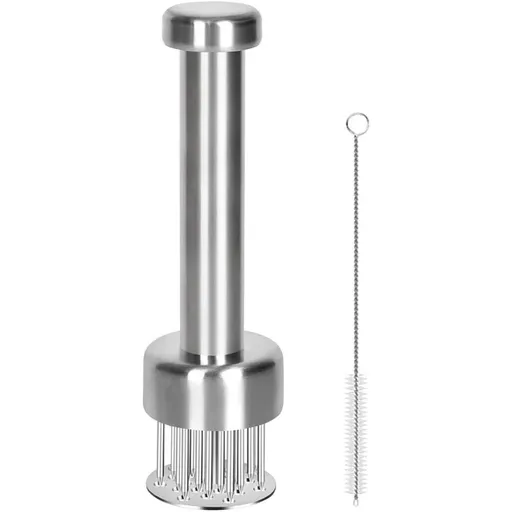Meat Tenderizer Tool, Stainless Steel, with Needles & Retractable Safety Guard, for Tenderizing Beef, Turkey, Chicken, Steak, Dishwasher Safe