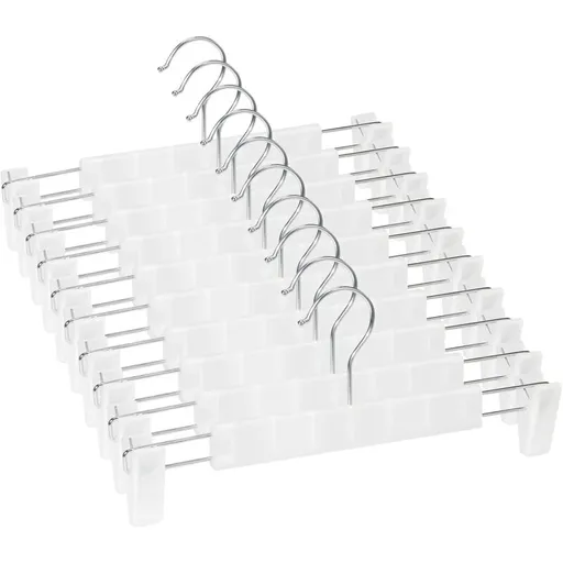 10 Pack Skirt Hangers, Trouser Hangers, With 2 Adjustable Non-Slip Clips, For Hanging Pants, Socks, Skirts - Translucent