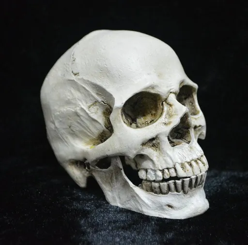 Life Size Replica Realistic Human Skull Head Bone Model, Anatomy White Resin Skull High Precision Teaching Tool Halloween Decor