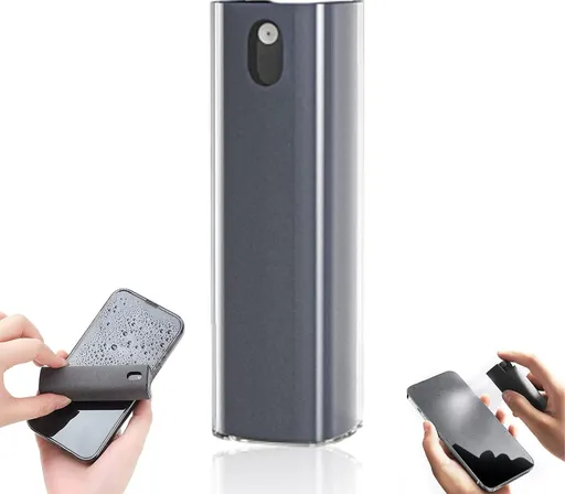 Screen Cleaner - Refillable - 2 In 1 Screen Cleaner - Monitor Cleaner - Screen Spray - Cleaning Spray - Cleaning Spray - Microfiber Cloth - Cleaner for Smartphone, Tablet, and Laptop Screens - Travel Kit - Cleaning Kit - Gray