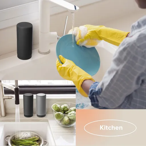 Dish Soap Silicone Dispenser for Kitchen Sink,Squeeze Washing Up Liquid and Hand Soap,Round refillable Silicone Bottles (Black)