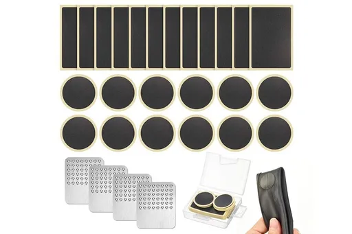 24Pcs Bike Tire Patch Kit with 4 Metal Rasps No Glue Needed for Bicycle Inner Tube Repair