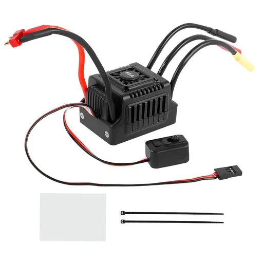 New Brushless Sensorless ESC, 60A Waterproof Dustproof Brushless Smart ESC, Sensorless Motor Combo, Multiple Protection Brushless ESC for 1/10 RC Car Truck Outdoor (T Plug)