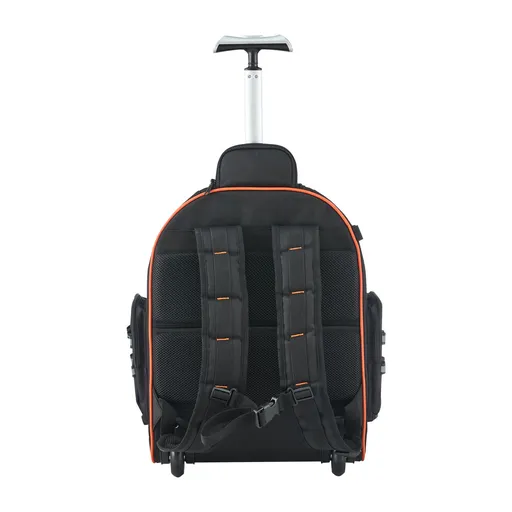 Rolling Tool Backpack, 110 lbs Load Capacity, 45 Pockets Heavy Duty Roller Tool Bag on Wheels, Adjustable Telescoping Handle & Stable Base, Toolbag Organizers for Construction, Mechanic