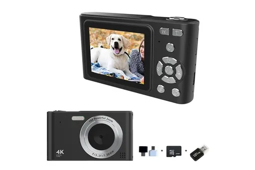 4K Digital Camera for Photography Vlogging Camera for YouTube Video 16X Digital Zoom with 32G Memory Card - Black