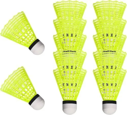 Durable Nylon Badminton Shuttlecocks Indoor Outdoor Training Recreational Yellow 12 Pack