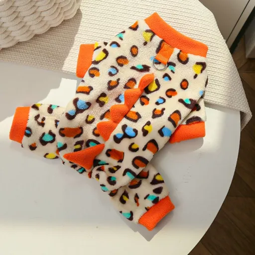shine Pet Four Legged Clothing Polyester Cotton 497 four-legged orange leopard print dinosaur XS back length 20cm