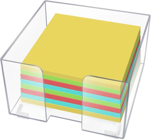 Acrylic Sticky Note Holder, Clear Acrylic Notepad Holder for 3" x 3" Sticky Note Storage, with 200 Sheets Self-Stick Sticky Notes, for Office and Classroom Desk Organization