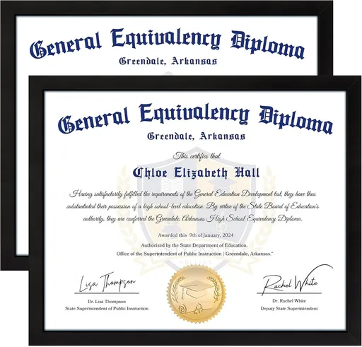 8.5x11 Diploma Frame, Black Picture Frame With Clear Plexiglass, 2 Pack Certificate for Wall Display, Document Frame, High School Diploma