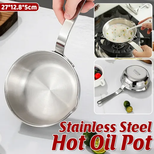 Frying Pan 304 Stainless Steel Oil Splatter Proof Small Compact Silver Finish