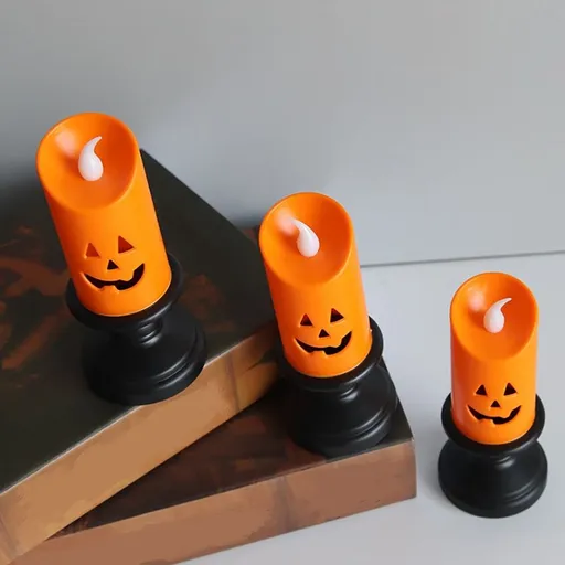3 Pack Halloween LED Candle Lights Pumpkin Lantern Decorative Lights for Patio Porch Doorway Tabletop Party Holiday Indoor Outdoor Decor 5 inch