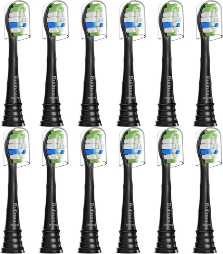 Replacement Brush Heads Compatible with Philips Sonicare, Toothbrush Heads or Sonicare ProtectiveClean 4100 5100 5300 6100 Electric Toothbrush, 12 Count Ultimate Care Toothbrush Heads, Black