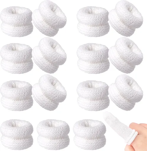 Cotton Finger Cot,9.8x1 Inch Finger Bandages Protectors,Elastic Thumb Gloves Protectors,Dressing Gauze,Breathable Bandages for Thumb Sprains,Finger Gloves Thumb Covers - White