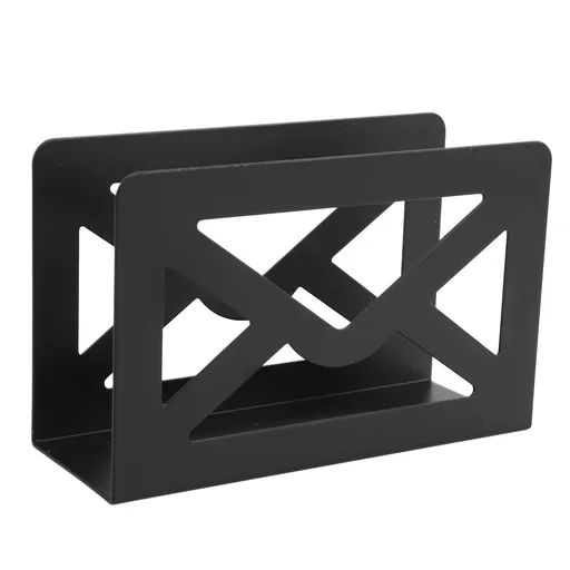 Desktop Metal Mail Holder Modern Black Letter Organizer Multifunctional Letter Sorter Organizer with Cutout Envelope Design for Home Office School