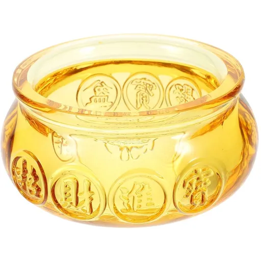 Ornaments Home Decor Golden Treasure Bowl Ornament Yellow Crystal Home Decoration 1Pcs