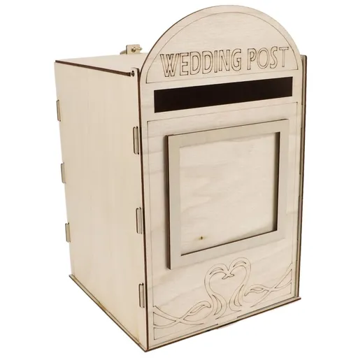 Wooden Wedding Card Box with Lock Wooden Wedding Mailbox, Wooden Wedding Mailbox Post Box Multifunctional with Lock for Anniversarie JM01618