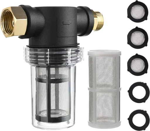 Garden Hose Filter for Pressure Washer inlet Water, Inline Filter for Sediment, 40 Mesh Screen, Extra 100 Mesh