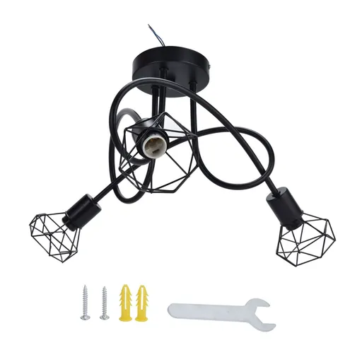 3 Heads Pendant Light Hollow Iron Ceiling Lamp Base for Bedroom Dining Room Living Room for E14 Bulb 85‑265V
