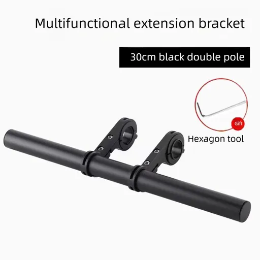 Black 30cm Aluminum Bicycle Handlebar Extension Bracket – Multi-Functional Mount for Bike Accessories