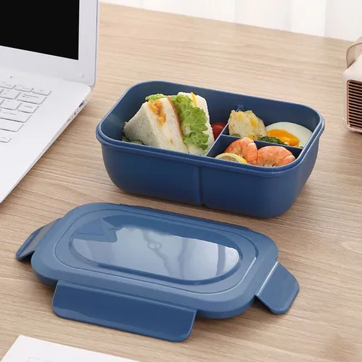 Plastic Bento Lunch Box with 3 Compartment Portion Control Container Microwave Dishwasher Safe Meal Prep Food Storage for Adults School Work Picnic Stackable Space Saving