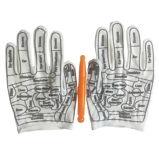 Reflexology Hand Massage Gloves Set with Acupressure Wand