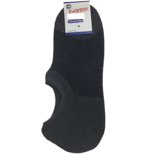 1 Pair NO SHOW BAMBOO SOCKS Non Slip Heel Grip Low Cut Invisible Footlet - Charcoal