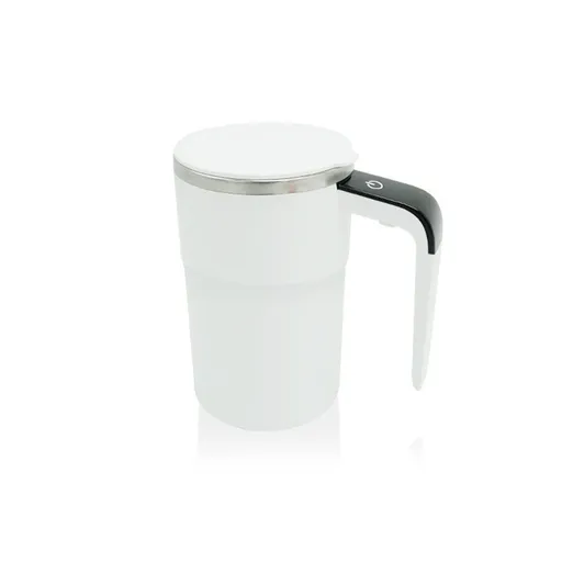 Automatic Magnetic Stirring Coffee Mug with Temperature Display, Rechargeable Self Mixing Cup for Milk Tea, Magnetic Mixing Cup with Lid, Stainless Steel Material Suitable for Coffee, Milk (White)