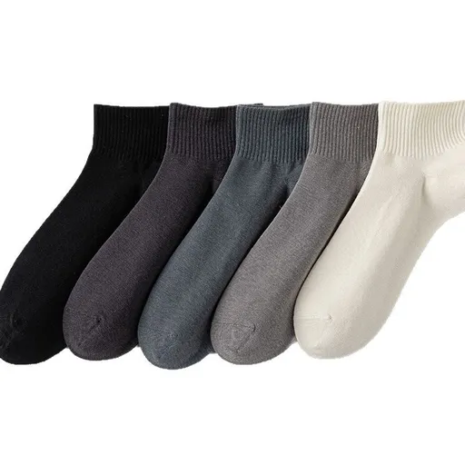 5 Pairs Mixed Colors Cotton Blend Ankle Socks - Solid Colour Breathable Short Socks with Ribbed Cuffs, Soft Everyday Casual Socks for Work, Sport and Daily Wear