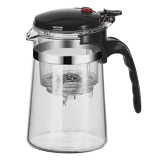 1 Pcs Glass Teapot with Removable Infuser, Clear Tea Kettle with One Button Press to Filter the Tea Soup, Loose Leaf and Blooming Tea Maker