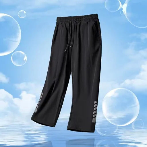 Men Sports Pants Quick Dry Loose Summer Plaid