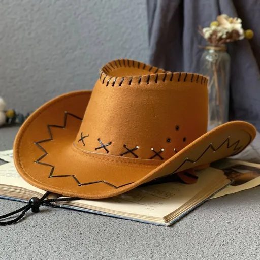 kids cowboy hat, western hat for children, sun protection hat kids, leather wide brim hat, boys girls party hat, outdoor hat Australia, performance hat kids, retro western accessories - Light Brown - Size 3PCS Kid