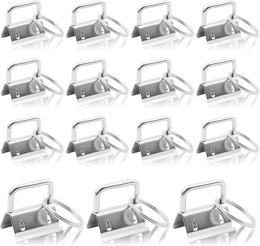 15PCS Key Fob Hardware Bulk, Key Fob Keychain Wristlet-Clamp Supplies for DIY Craft Making, Lanyard Keychain Hardware, Silver Keychain Wristlet for Lanyard, Suitcase Tag, Dog Leash Accessories ﻿