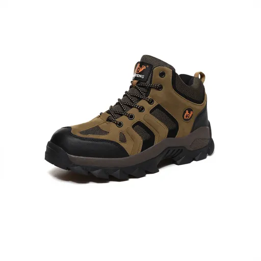 QIFENG Mens High Top Hiking Shoes Anti Slip Rubber Sole Brown 41