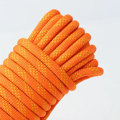 Orange 10mm Double Hook Climbing Rope Set - 10m Durable Outdoor Safety Rescue Cord