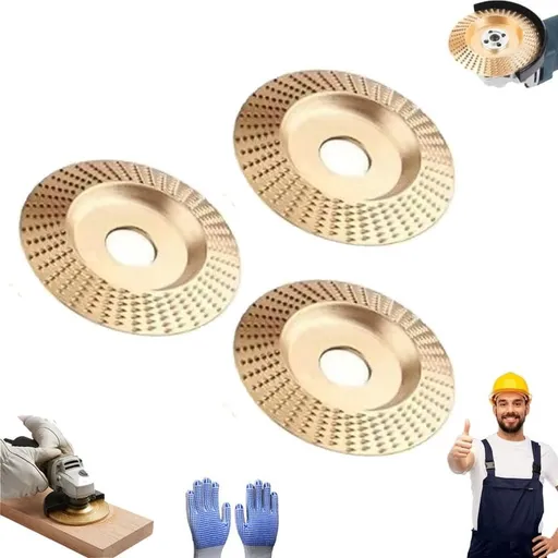 Wood Grinding Disc for Angle Grinder, 3PCS Wood Carving Disc Set, 3PCS 4" Grinding Wheels, Wood Carving Sanding Disc Accessory for Polishing Tools, Polishing of Flat, Beveled, and Curved Surfaces