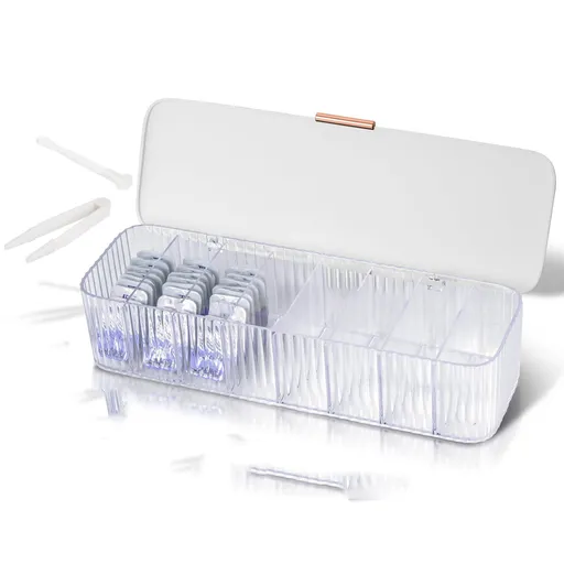 Storage Organizer for cosmetic contact lenses and daily disposable contacts, Clear Plastic Box for all brands daily lens (White)