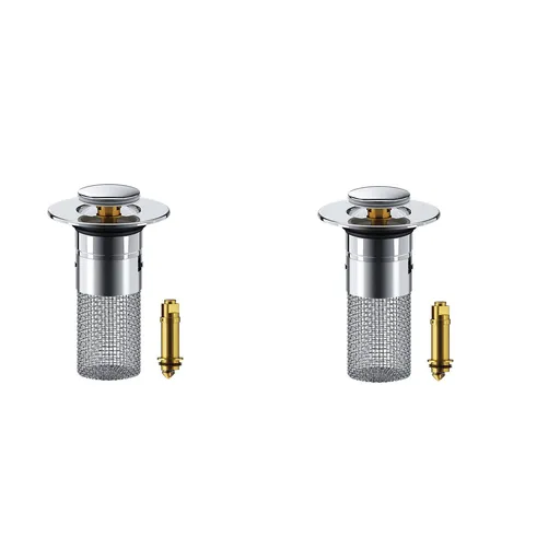 Universal Bathroom Sink Stopper, Basin Sink Drain Strainer, Bathroom Sink Plug with Stainless Steel Hair Catcher on 2 pc silvery
