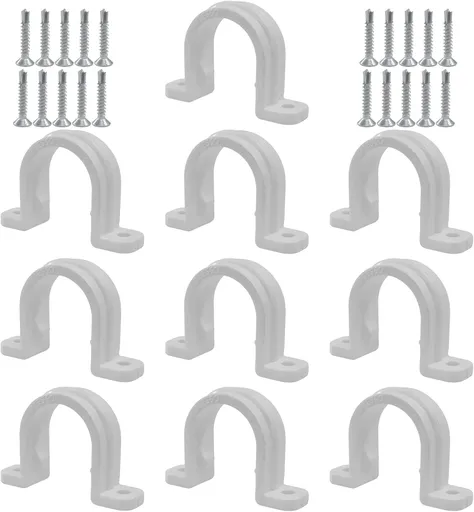 10 Sets SCH 3/4 Inch (25MM) Conduit Pipe Clamps, Non-Metallic PVC Pipe Clips Two Hole Plastic clips for Electrical Installation/Contractors