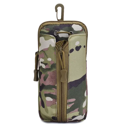 Green camouflage Multi-Functional Outdoor Water Bottle & Phone Pouch – Tactical Zippered Waist Pack for Travel, Hiking, and Daily Use