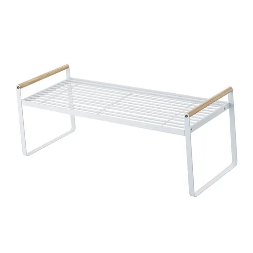 Cabinet Storage Shelf Rack Layered Storage Easy to Install Multifunction Counter Organizer Shelf for Seasoner Bowl Large White