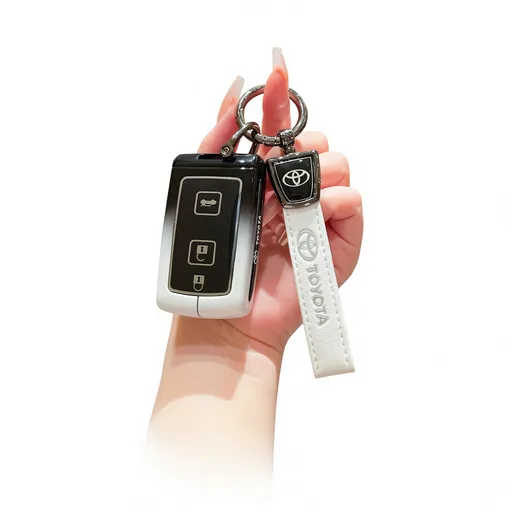 Toyota Key Case Gradient Black White Fragrant Car Island Standard M style gradient black and white single bag + white leather rope buckle