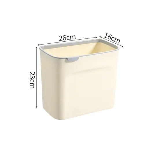 Cabinet Door Hanging Trash Bin With Press Rim, 7L, Cream, Space Saving Waste Bucket For Kitchen, Lovely Household Organizer Gift