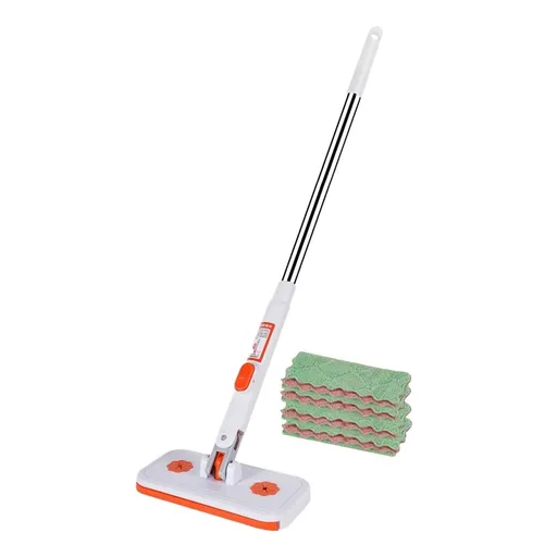 Mini Mop,Snap-On Cloth Changing Mop with Locking Head,Lightweight Metal Handle for Multi-Surface Floor Kitchen Window,Includes 4 Reusable Cloths 85cm Long