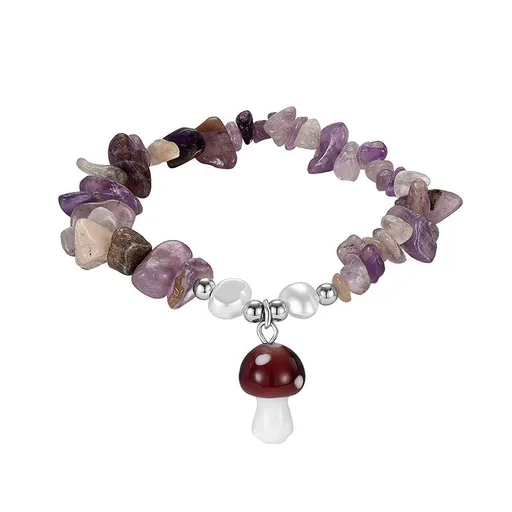 Natural multi-color crushed stone mushroom bracelet elastic wristband bracelet for both men and women