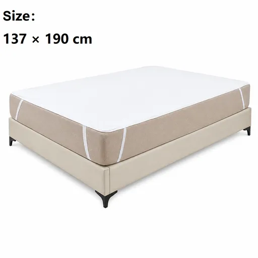 137*190cm White Waterproof Mattress Protector - Microfibre Terry Towelling Top, TPU Membrane Barrier, Machine Washable Fitted Sheet with 4 Corner Straps