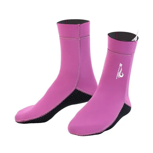 unisex diving socks, 3MM neoprene socks, mid-calf diving socks, hook-and-loop diving socks, water sports socks, diving snorkeling socks, beach volleyball socks, Australia diving gear, neoprene socks for men and women - Pink - Size M