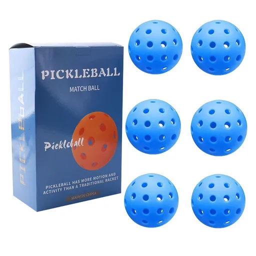 Blue Pickleball Balls Set - 6 Piece 40 Hole Outdoor Indoor Pickleball Match Balls
