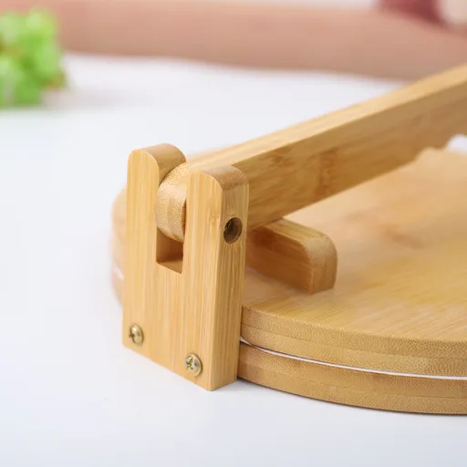 Tortilla Press Bamboo Tortilla Maker Mexican Tortillera Presser Homemade Tortillas Dough Press Wooden Corn Tortilla Maker Quesadilla Maker Rotatable Roti Maker with Parchment Paper & Dough