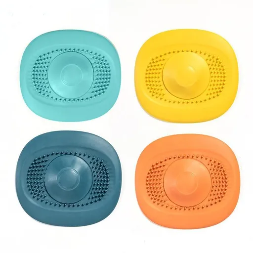 Hair Catcher Silicone Hair Stopper Square Hair Drain Cover,Bathtub Shower Drain Protectors with Suction Cups for Bathroom Bathtub